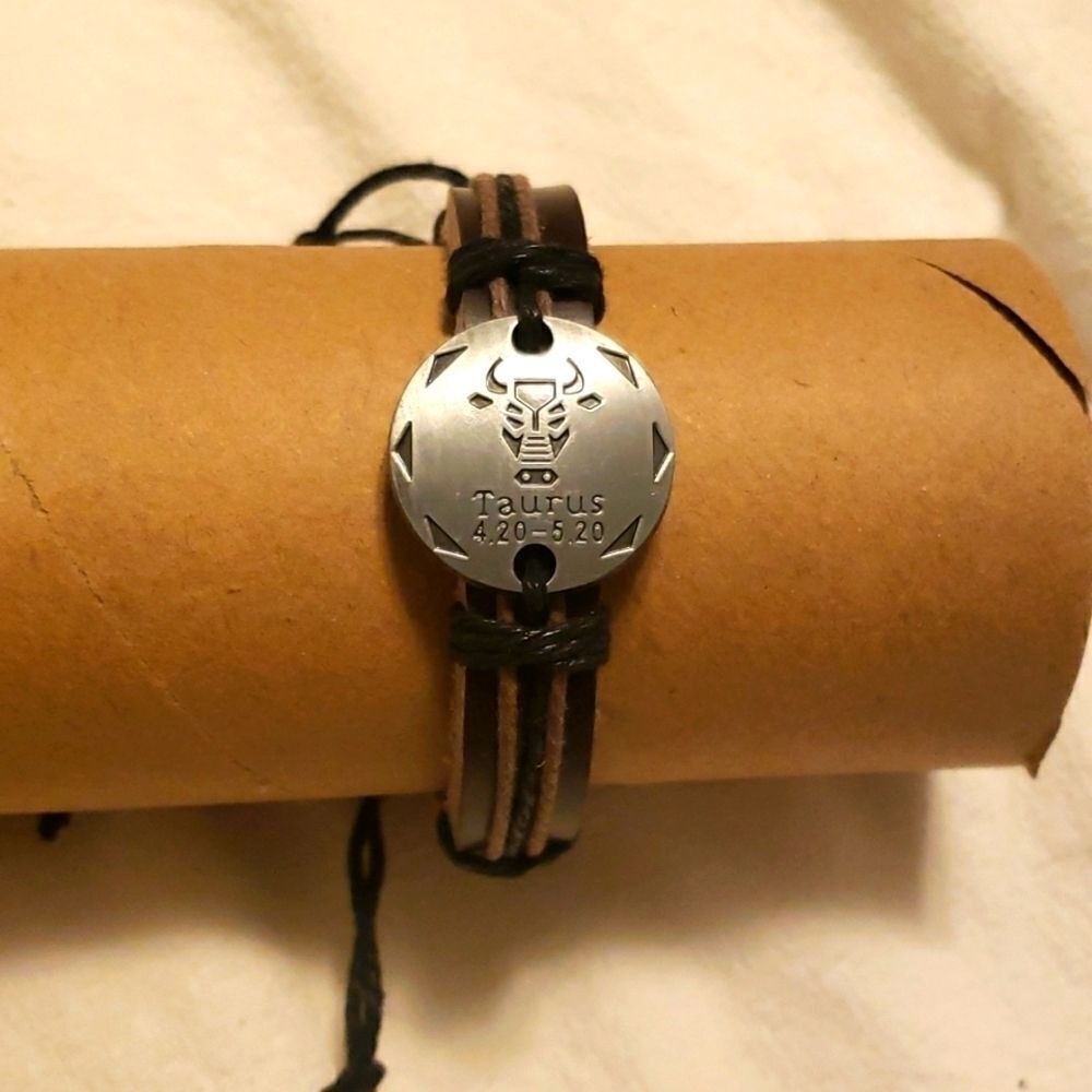 Taurus Zodiac bracelet pu leather